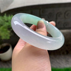 糯冰种淡春彩宽版轮胎手镯（59.4mm）（yc225045）