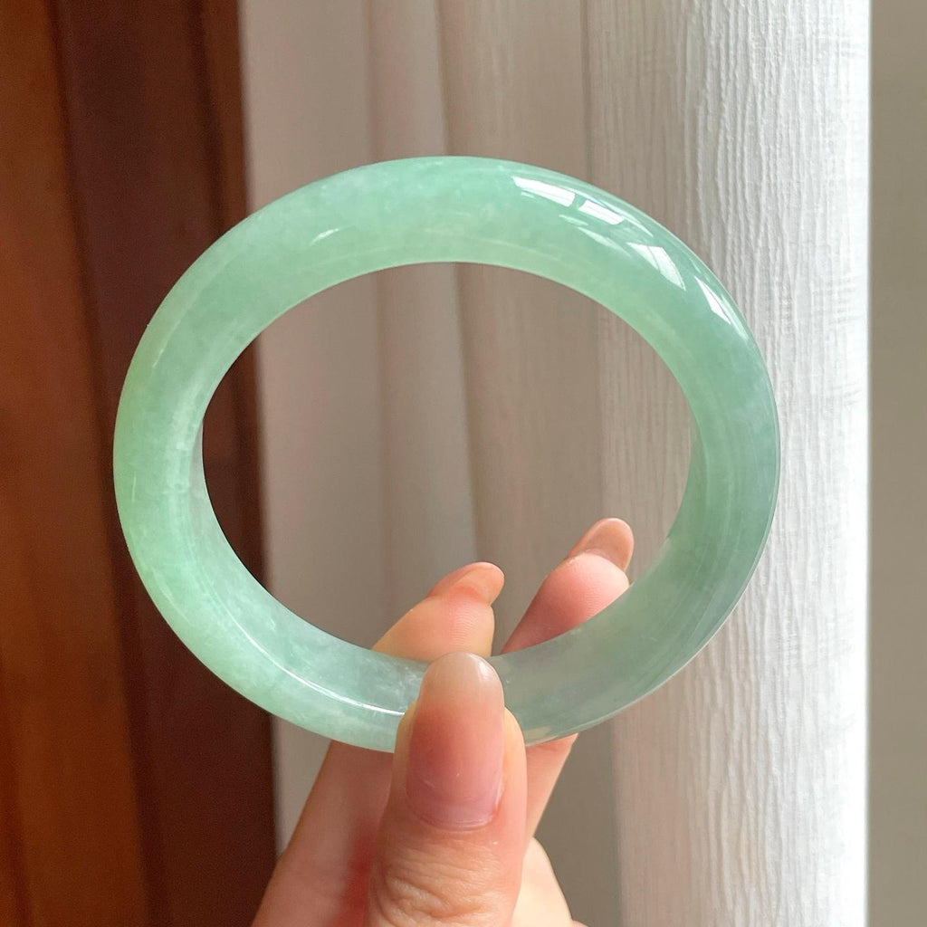 冰种果绿翡翠平安镯（57.5mm)（yc354330）