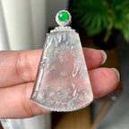 18K金钻镶冰种山水牌吊坠（yc255621）