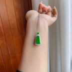 18k真金真钻镶糯冰满绿翡翠无事牌（yc246176）