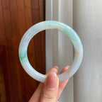 糯冰飘花翡翠圆条手镯（55mm)（yc323655）