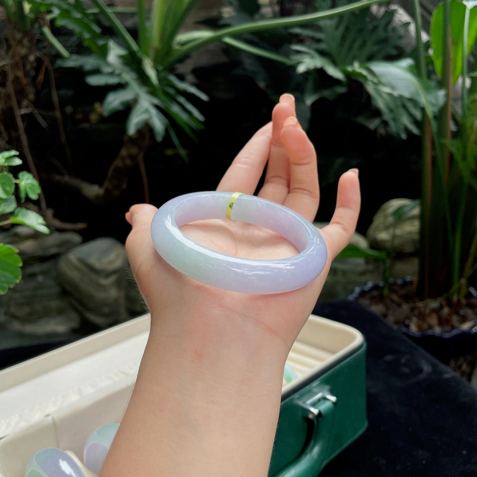 糯种淡春彩正圈 翡翠手镯（56mm）（yc018724）
