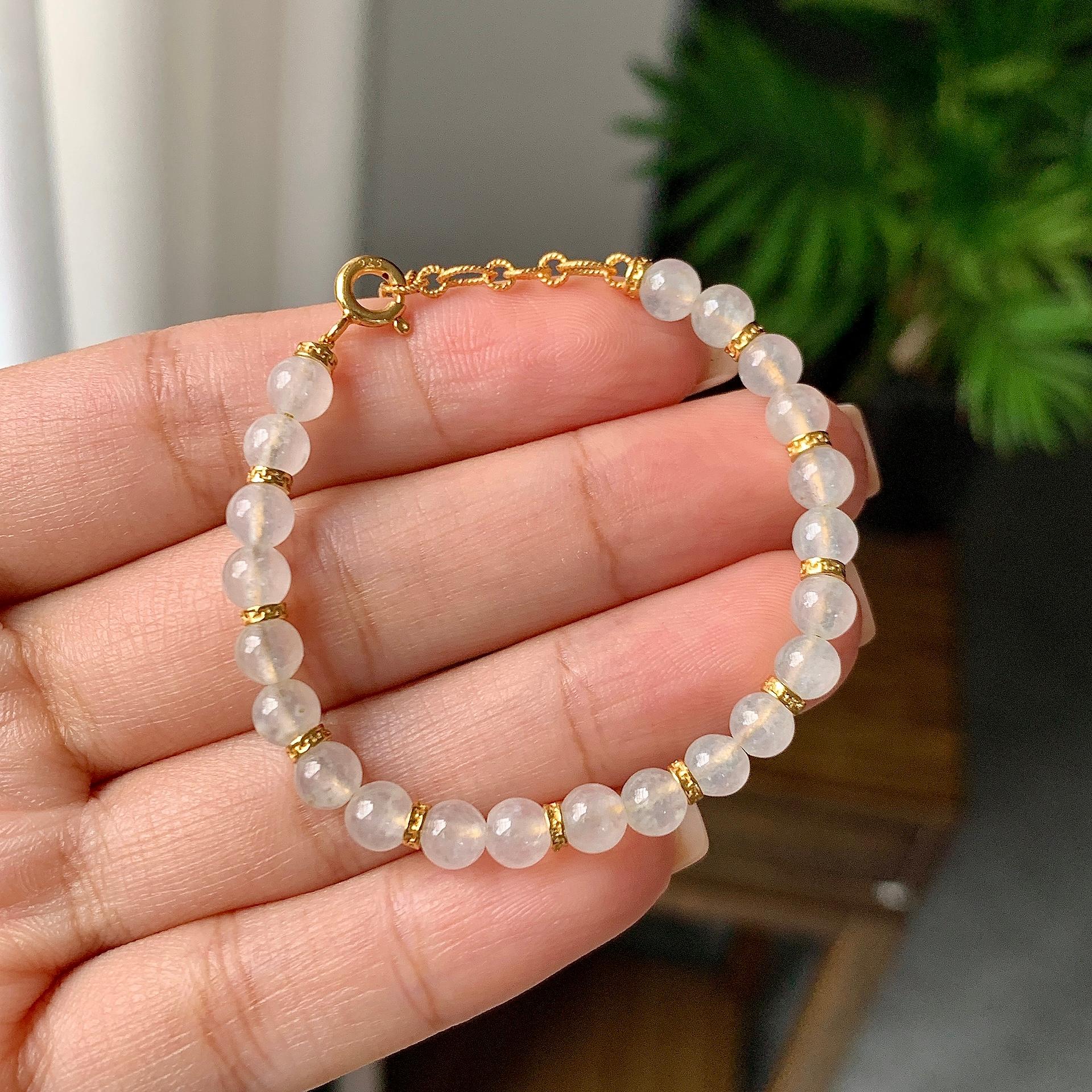 镀金镶细糯种无色手链（yc220688）