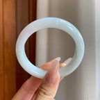 细糯冰带一抹春翡翠平安镯（53mm）（yc278074）