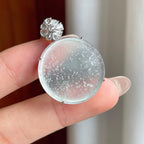 18k金镶玻璃种雪花棉翡翠无事牌（yc239388）