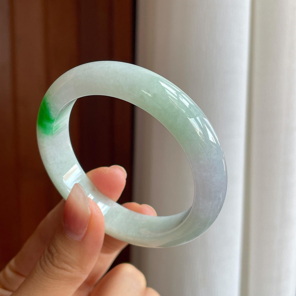 糯冰飘翠翡翠平安镯（54.7mm）（yc314042）
