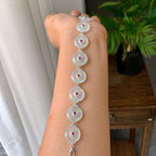 18K金钻镶糯冰种无色平安扣手链（yc246598）