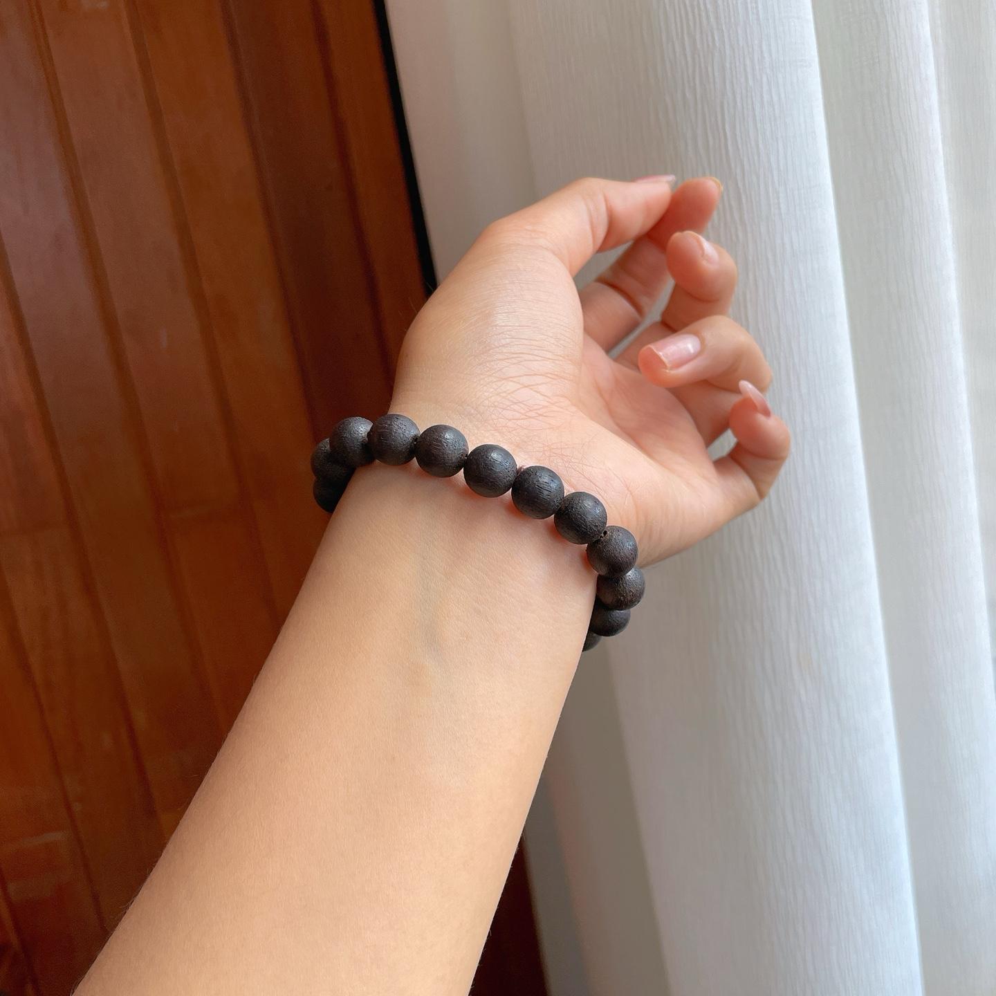 糯冰满绿降真香翡翠珠串手串（yc312985）