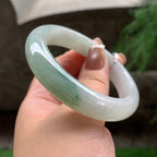 细糯种飘绿花正圈平安镯 55.8圈口 天然缅甸A货翡翠（yc366501）