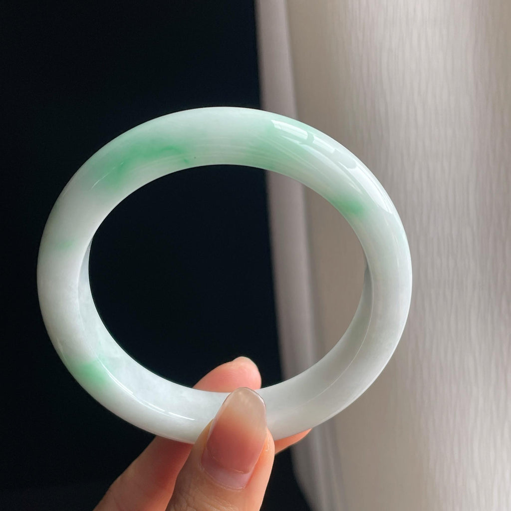 糯冰飘花翡翠平安镯（60.8mm)（yc342202）
