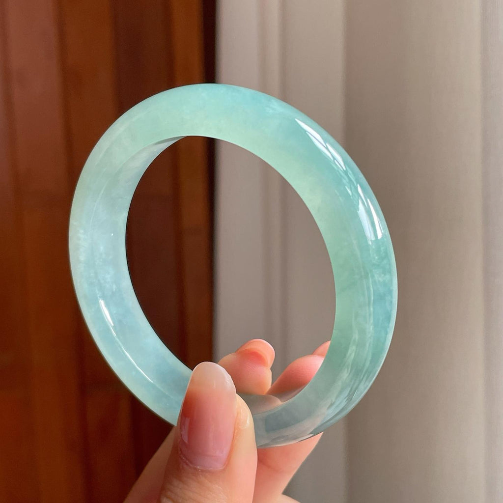冰种晴底翡翠平安镯（54.3mm)（yc363424）