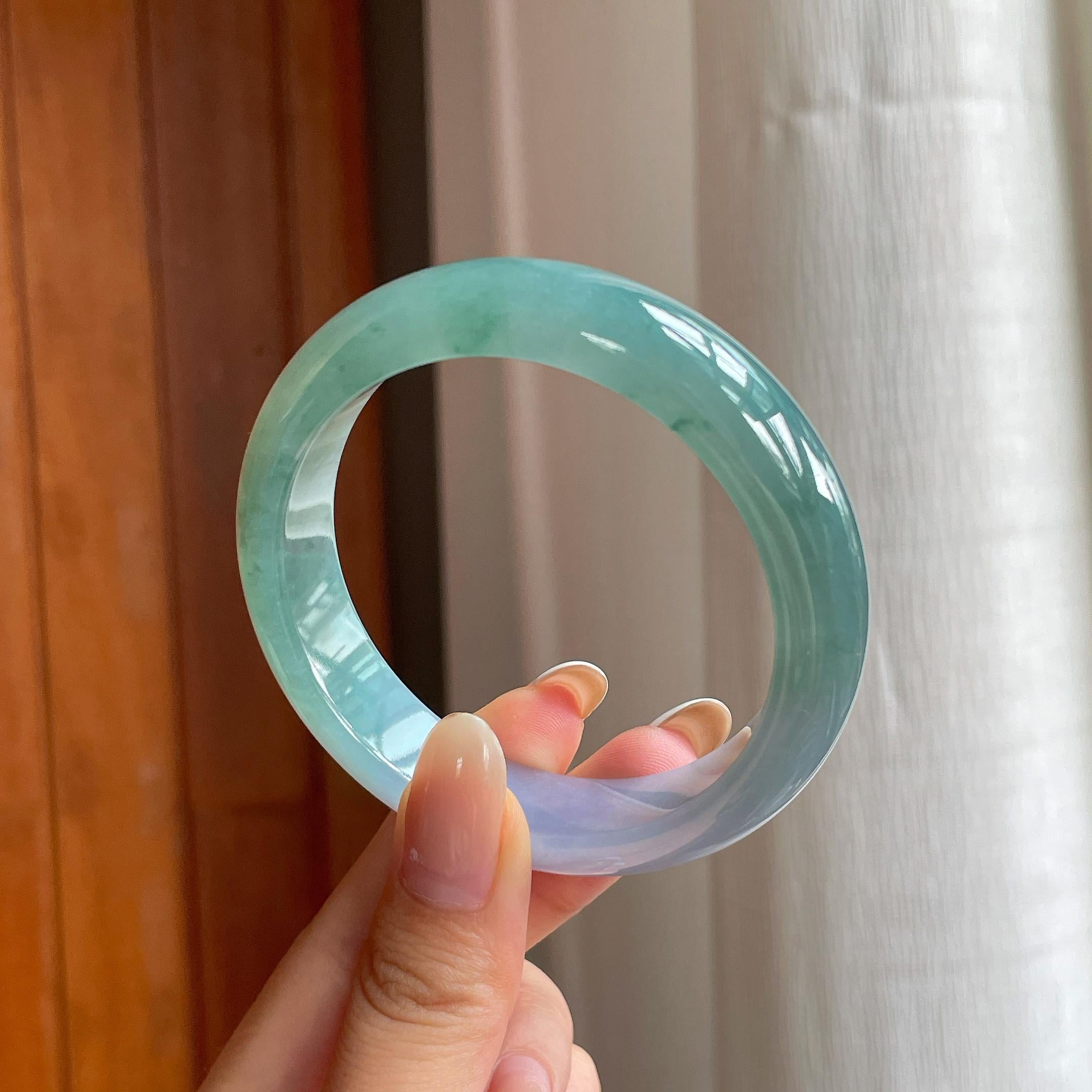 糯冰半山半水翡翠平安镯（55.6mm)（yc414441）