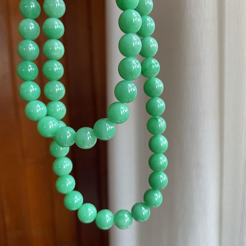 细糯种满绿翡翠珠串项链（yc257272）