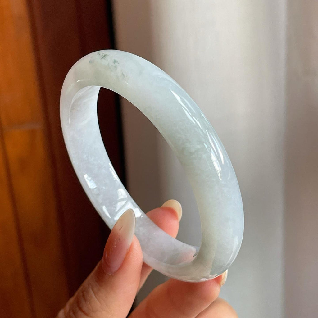 糯冰种飘花翡翠平安镯（56.2mm）（yc216826）