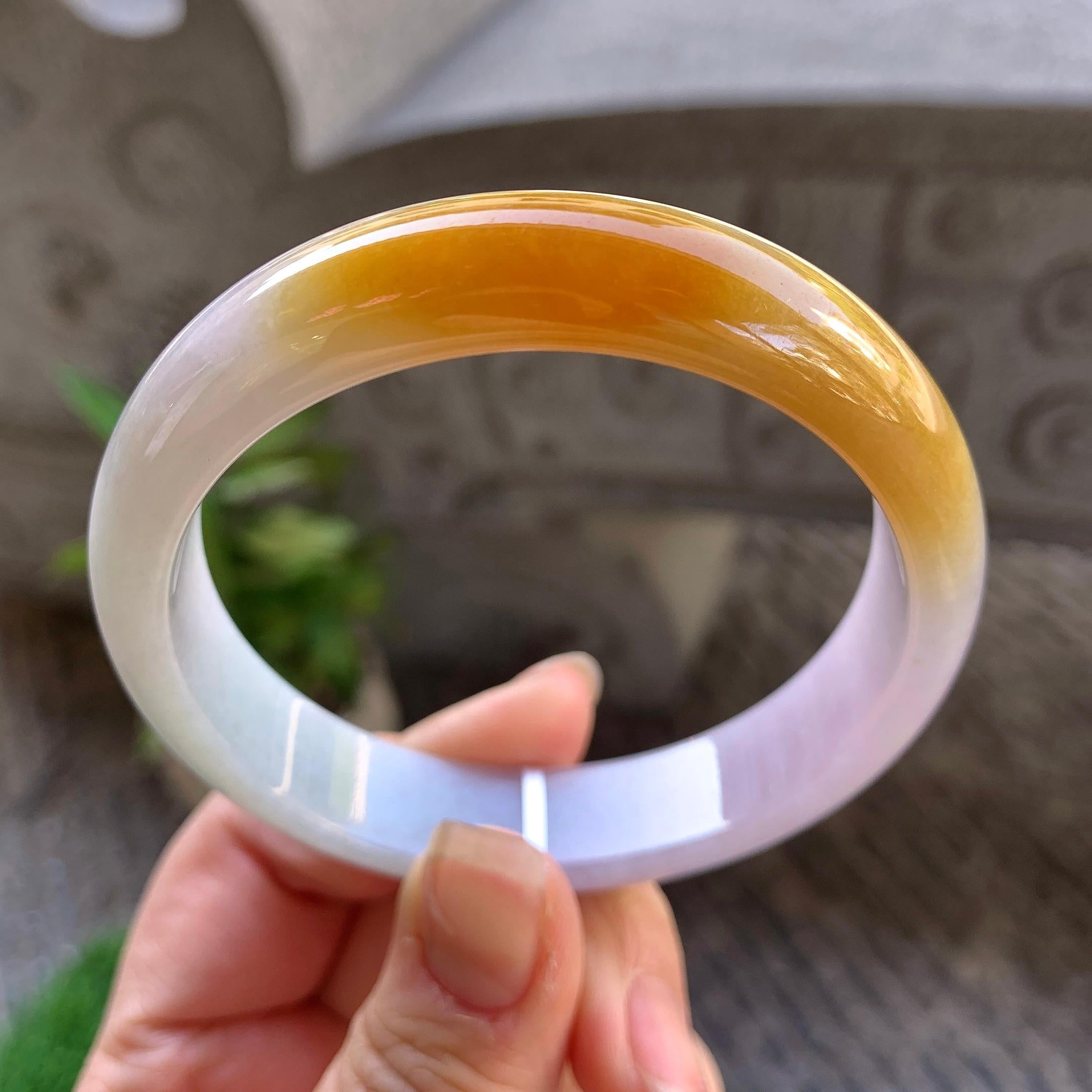 细糯种黄翡平安镯（57.7mm）（yc307302）