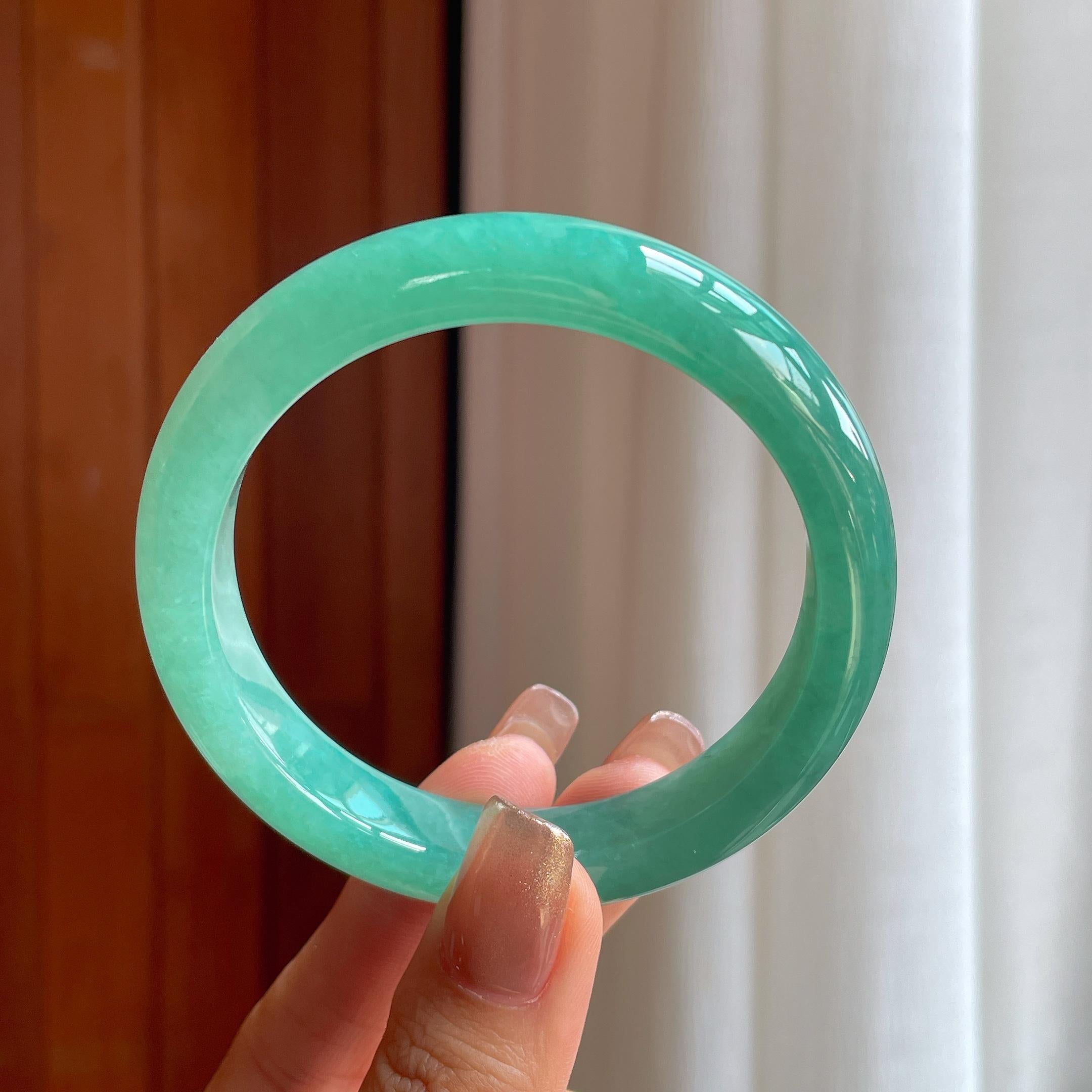 糯冰果绿翡翠平安镯（58.5mm)（yc363420）
