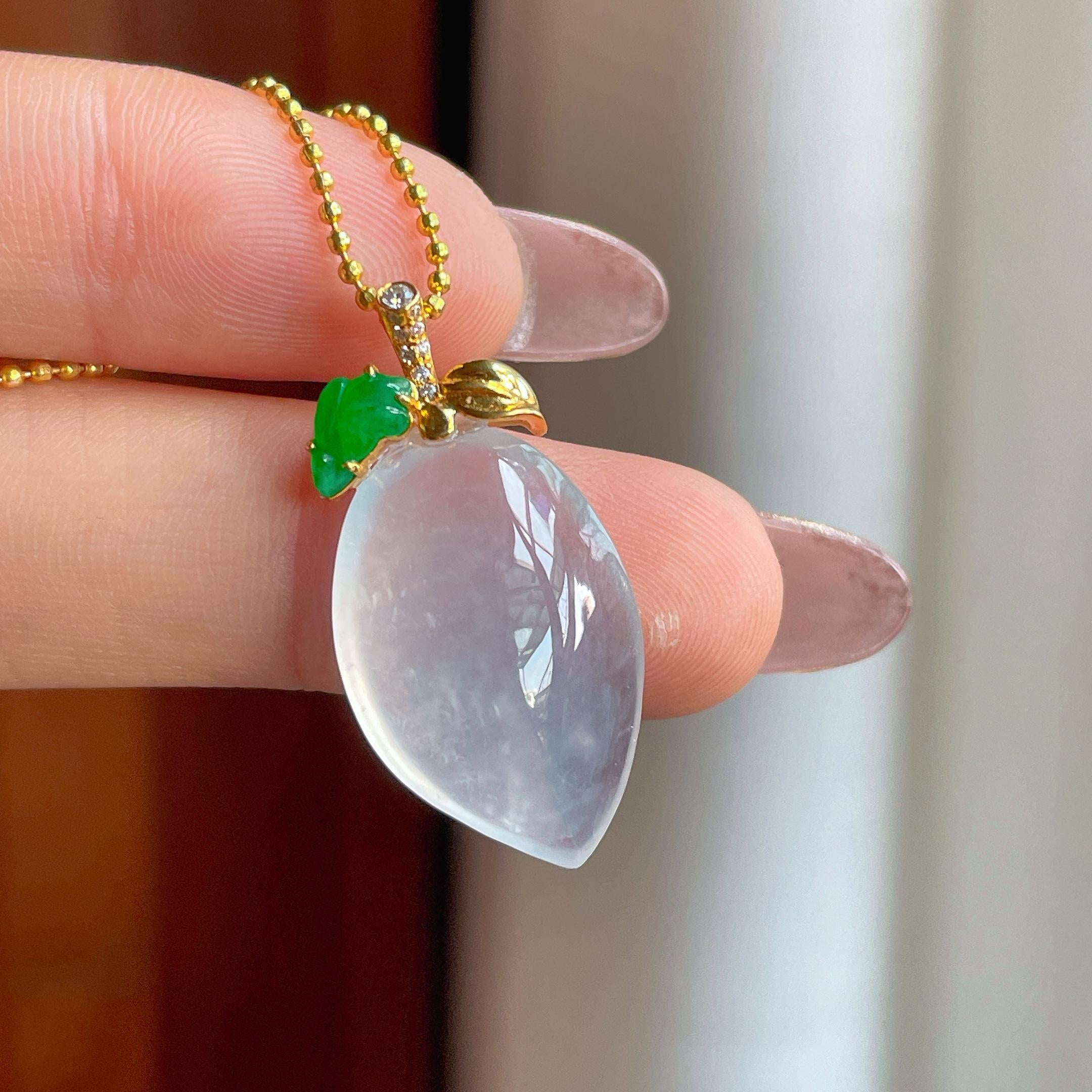 18k金扣冰种翡翠桃子（yc353525）