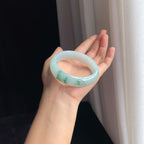 糯冰宽版飘花翡翠平安镯（58.5mm）（yc378054）