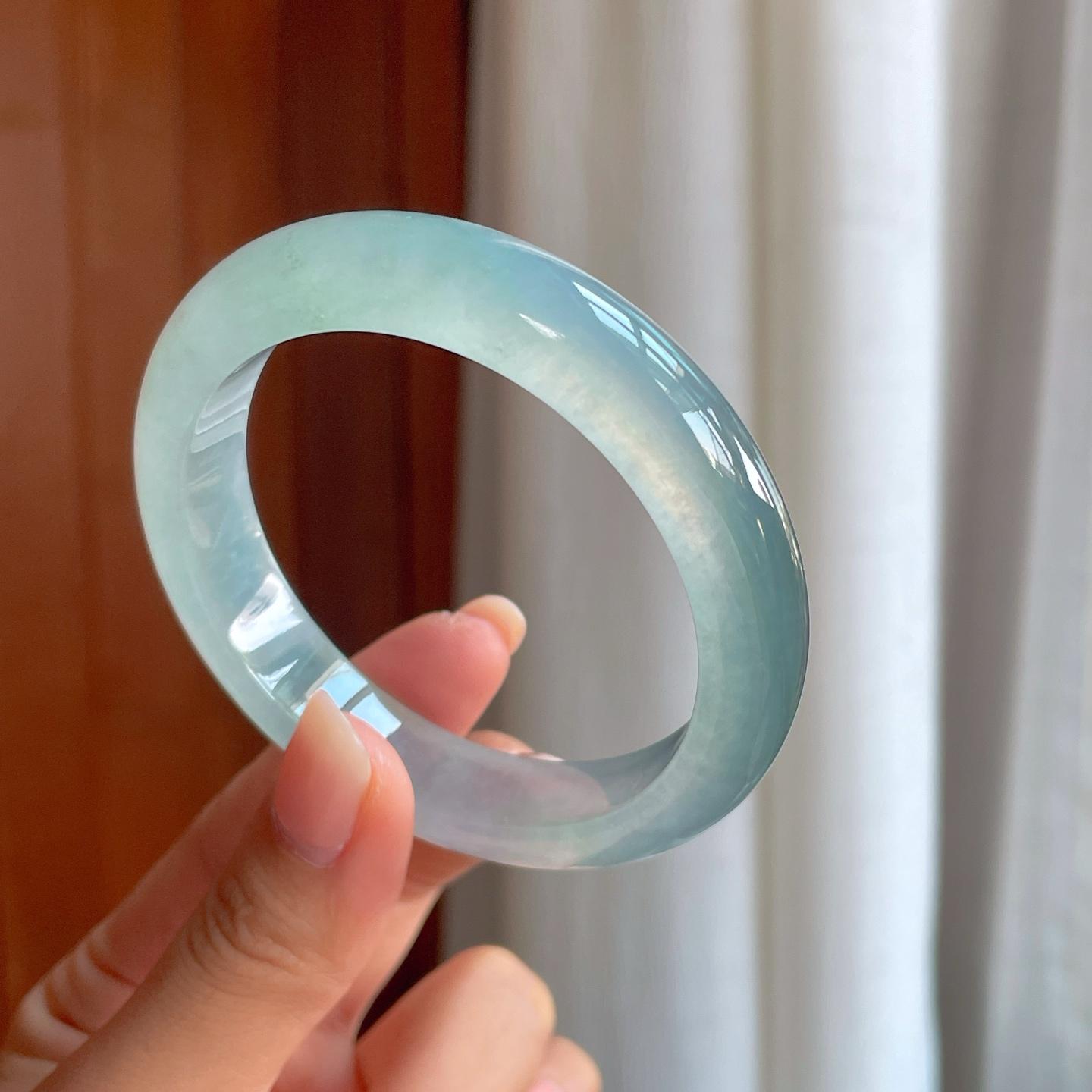 冰种蓝底翡翠平安镯（57mm）（yc400159）