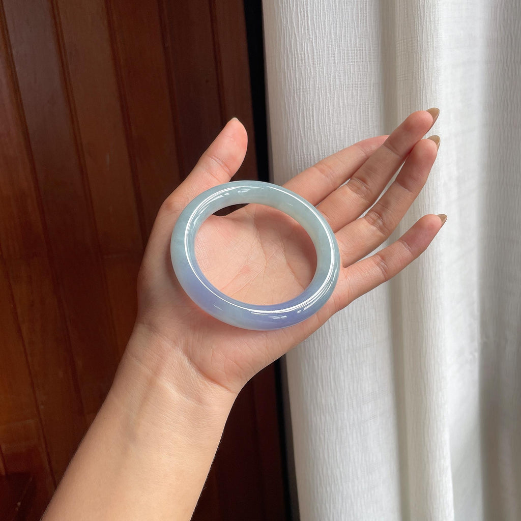 糯冰晴底紫罗兰翡翠圆条手镯（55.8mm）（yc412133）