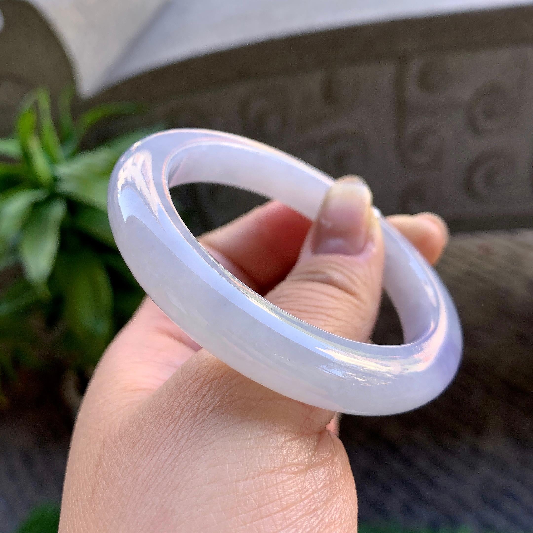 细糯种淡紫罗兰平安镯（53mm）（yc307321）