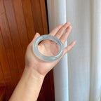 冰玻种雪花棉翡翠圆条手镯（57mm）（yc318614）