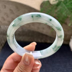 细糯种飘蓝花正圈平安镯 57.5圈口 天然缅甸A货翡翠（yc376068）