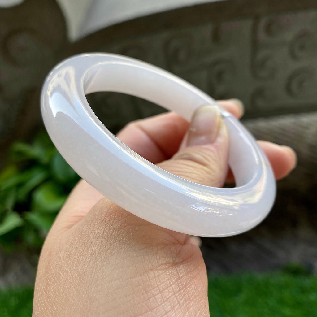 糯冰种洒金平安镯（55.7mm）（yc304772）