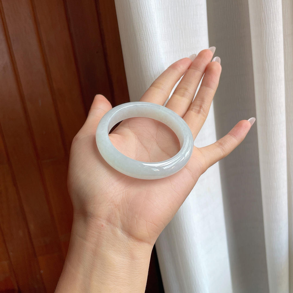 冰种无色翡翠平安镯（53mm）（yc302430）