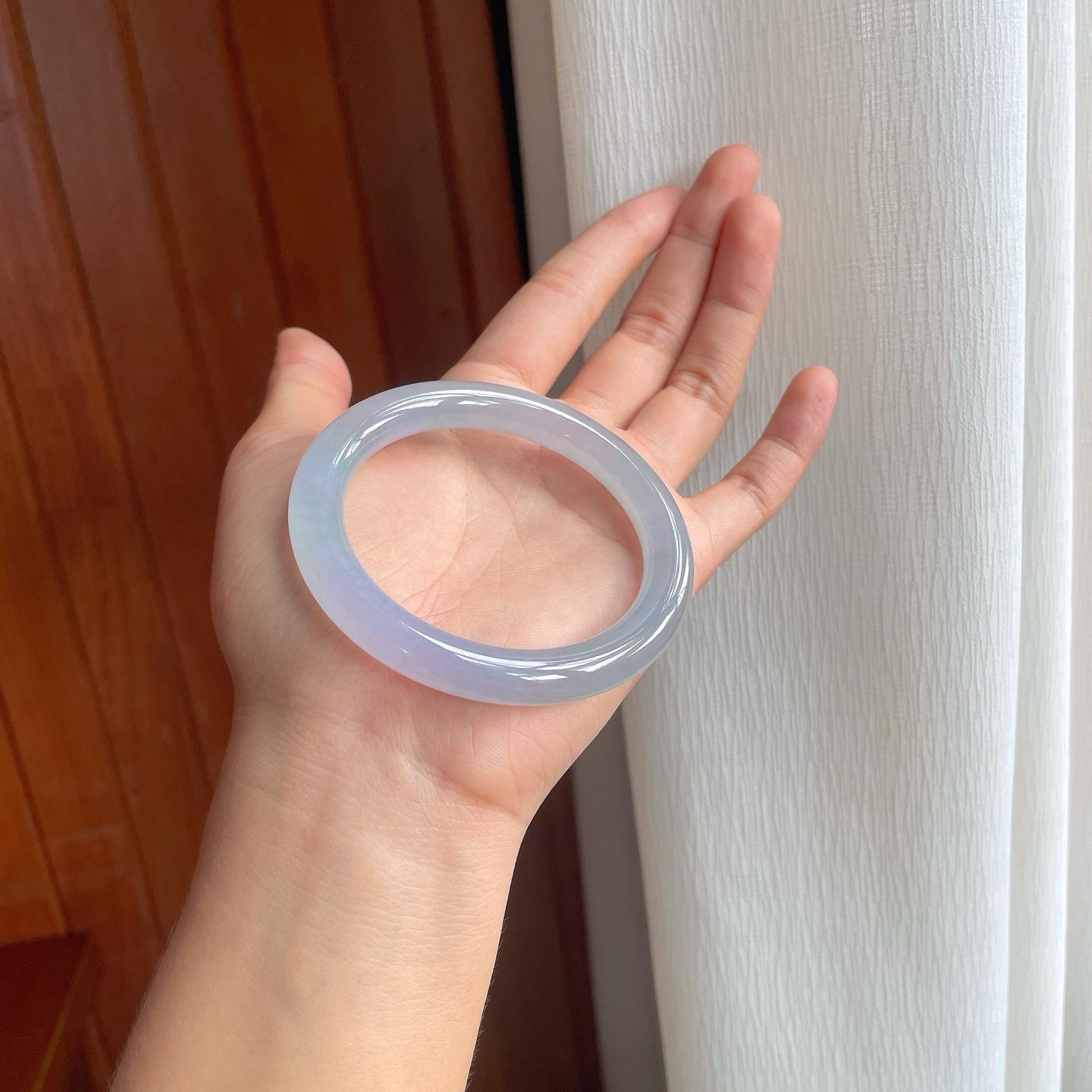 冰种紫罗兰翡翠圆条手镯（56.3mm）（yc249152）