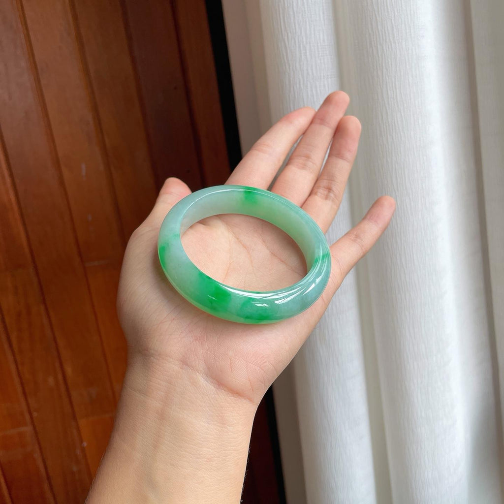 冰种带色翡翠平安镯（56mm）（yc249169）