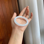 糯冰白月光圆条翡翠手镯（53.5mm）（yc279298）