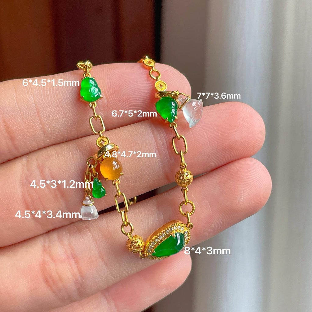 18k金镶冰种翡翠手链（yc248537）