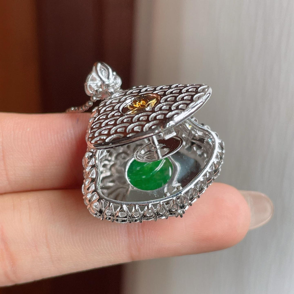 18k金镶冰种满绿翡翠佛公（yc247157）