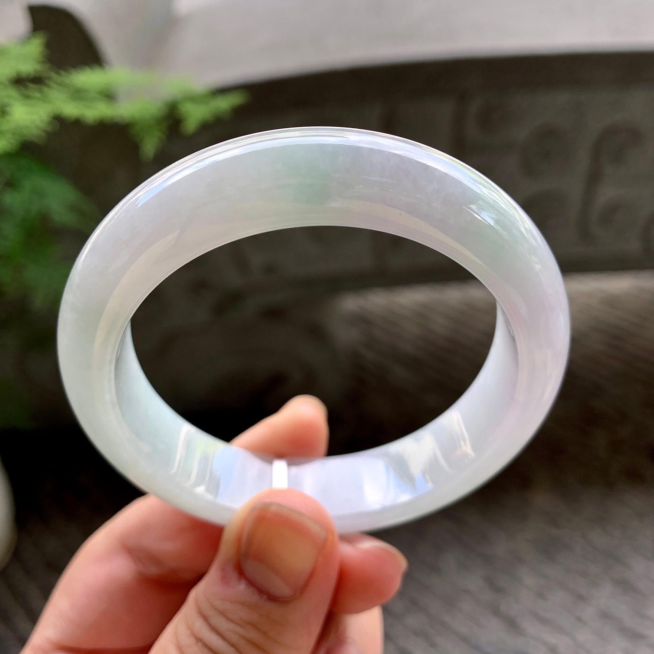 糯种淡粉底平安镯（54.2mm）（yc202349）