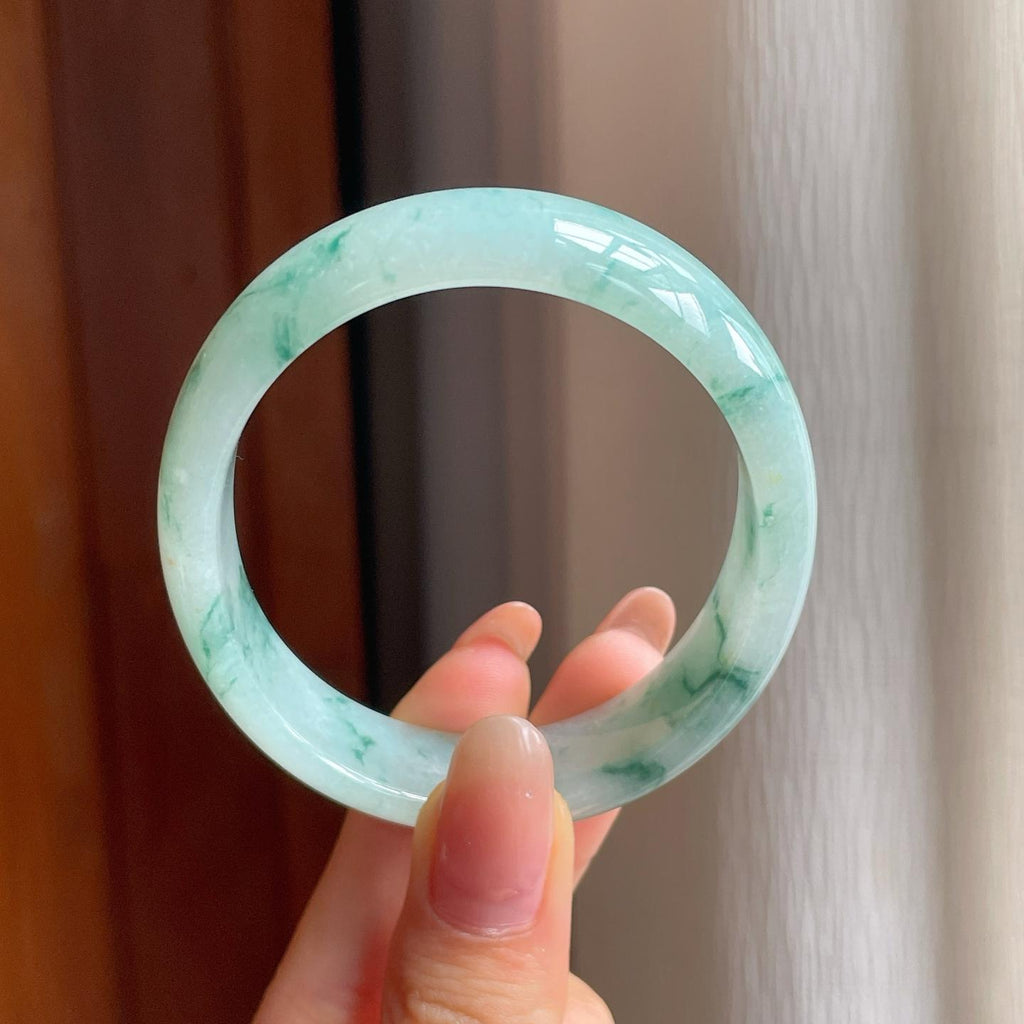 糯冰飘花翡翠贵妃镯（53.5mm）（yc358332）