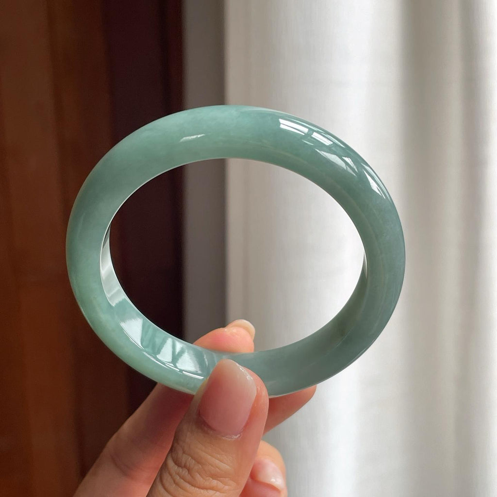 糯冰湖水绿翡翠平安镯（57.5mm）（yc377982）