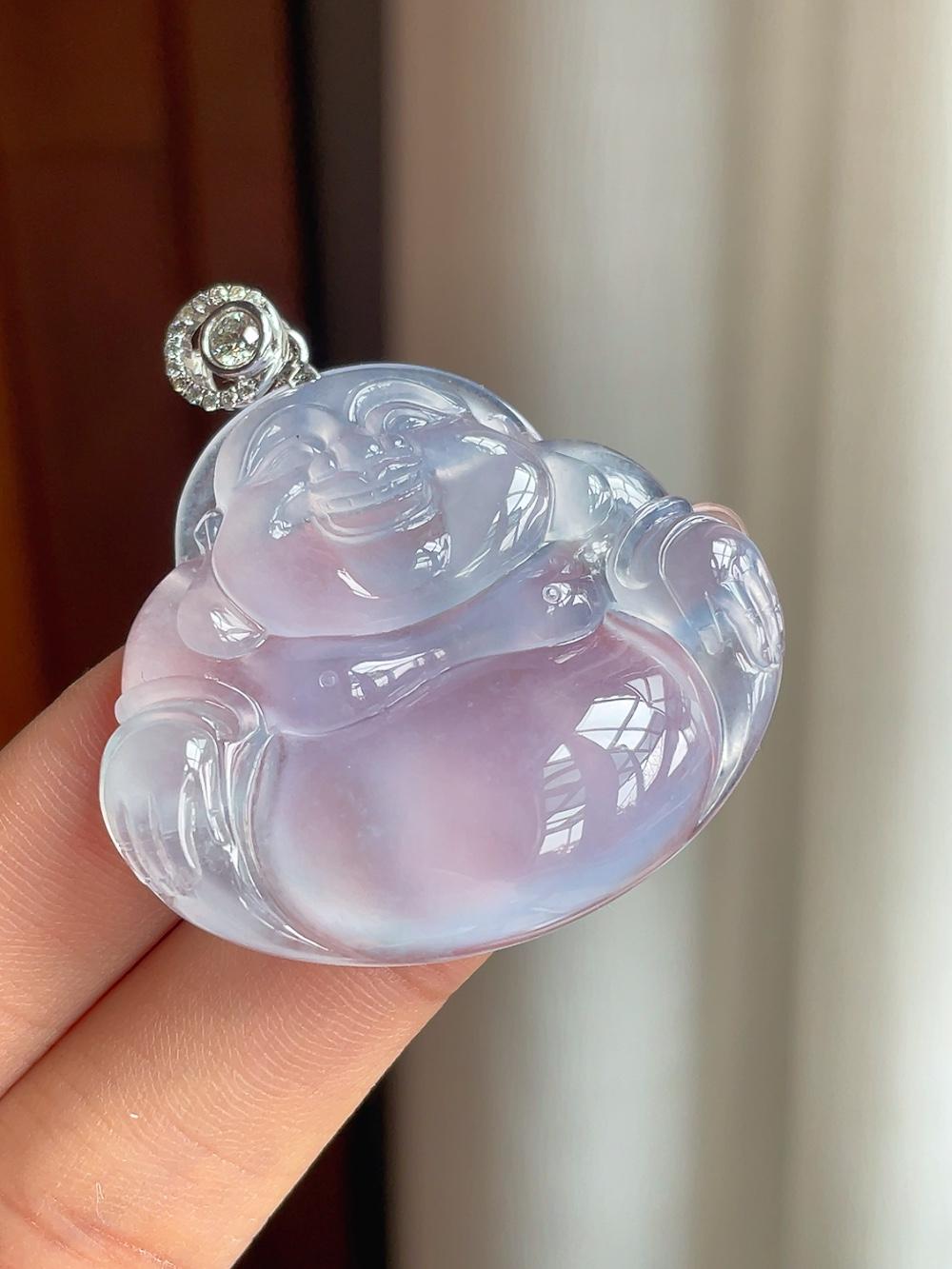 18k金扣冰种紫罗兰翡翠佛公（yc201926）