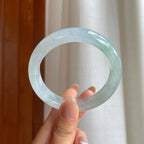糯冰带色翡翠平安镯（56.5mm)（yc410286）