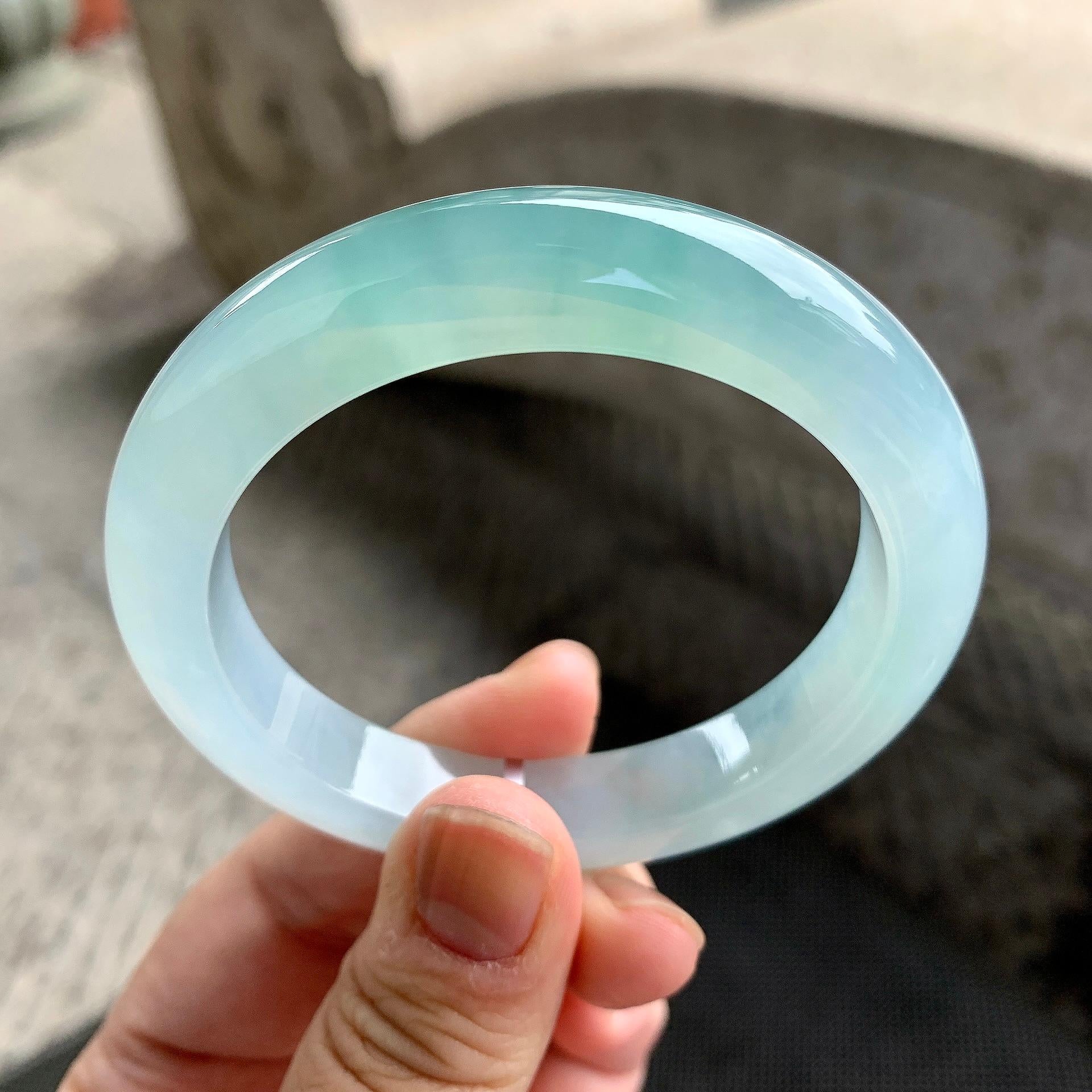 糯冰种晴水平安镯（54.5mm）（yc261145）