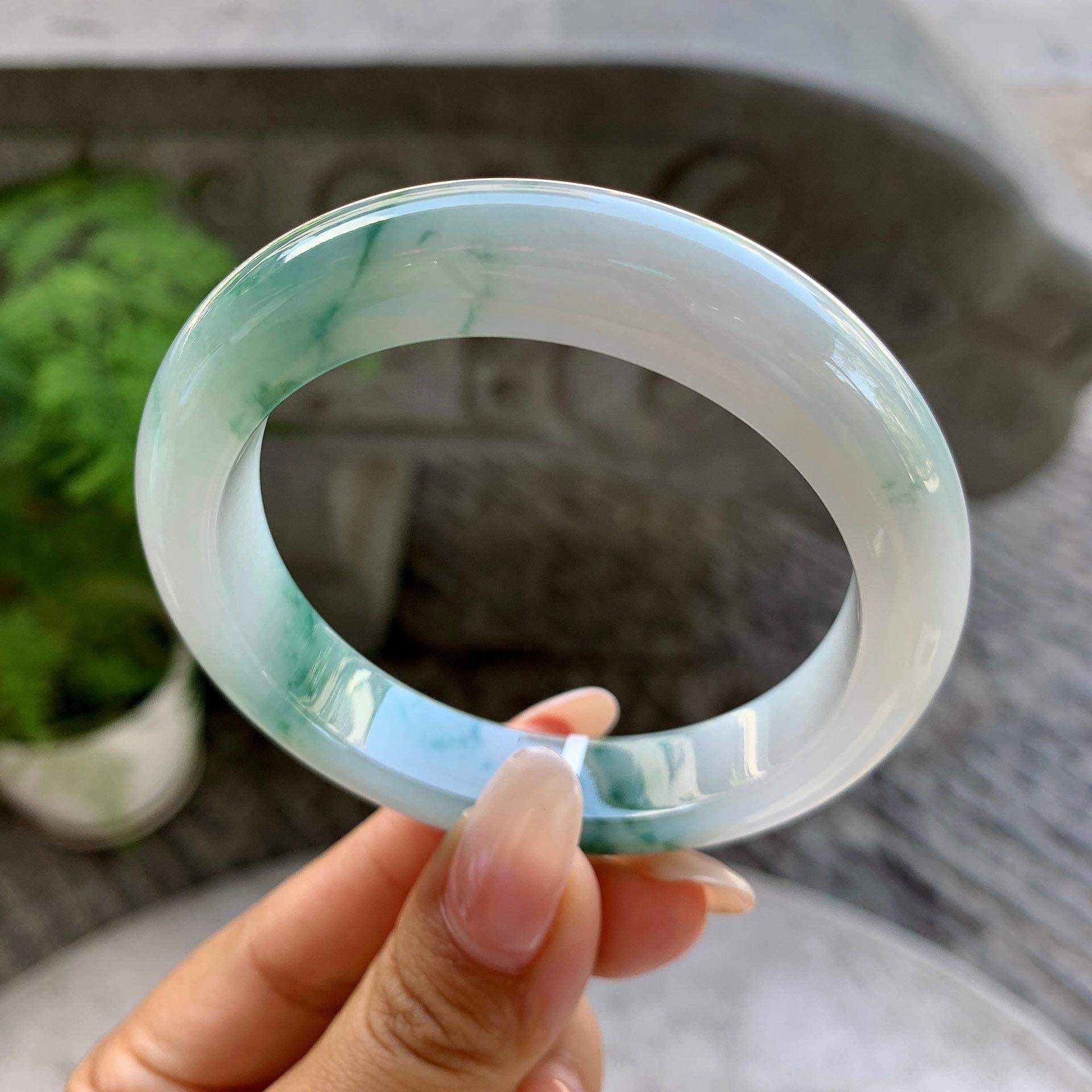 细糯种飘花平安镯（56mm）（yc199561）