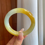 糯冰黄翡翡翠平安镯（58mm）（yc268219）