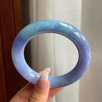 糯冰种紫罗兰翡翠圆条手镯（55mm）