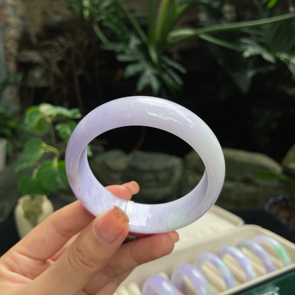 糯种宽版紫罗兰正圈翡翠手镯（58.6mm）（yc019363）