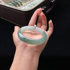 糯冰半山半水正圈翡翠手镯（55mm）（yc017408）