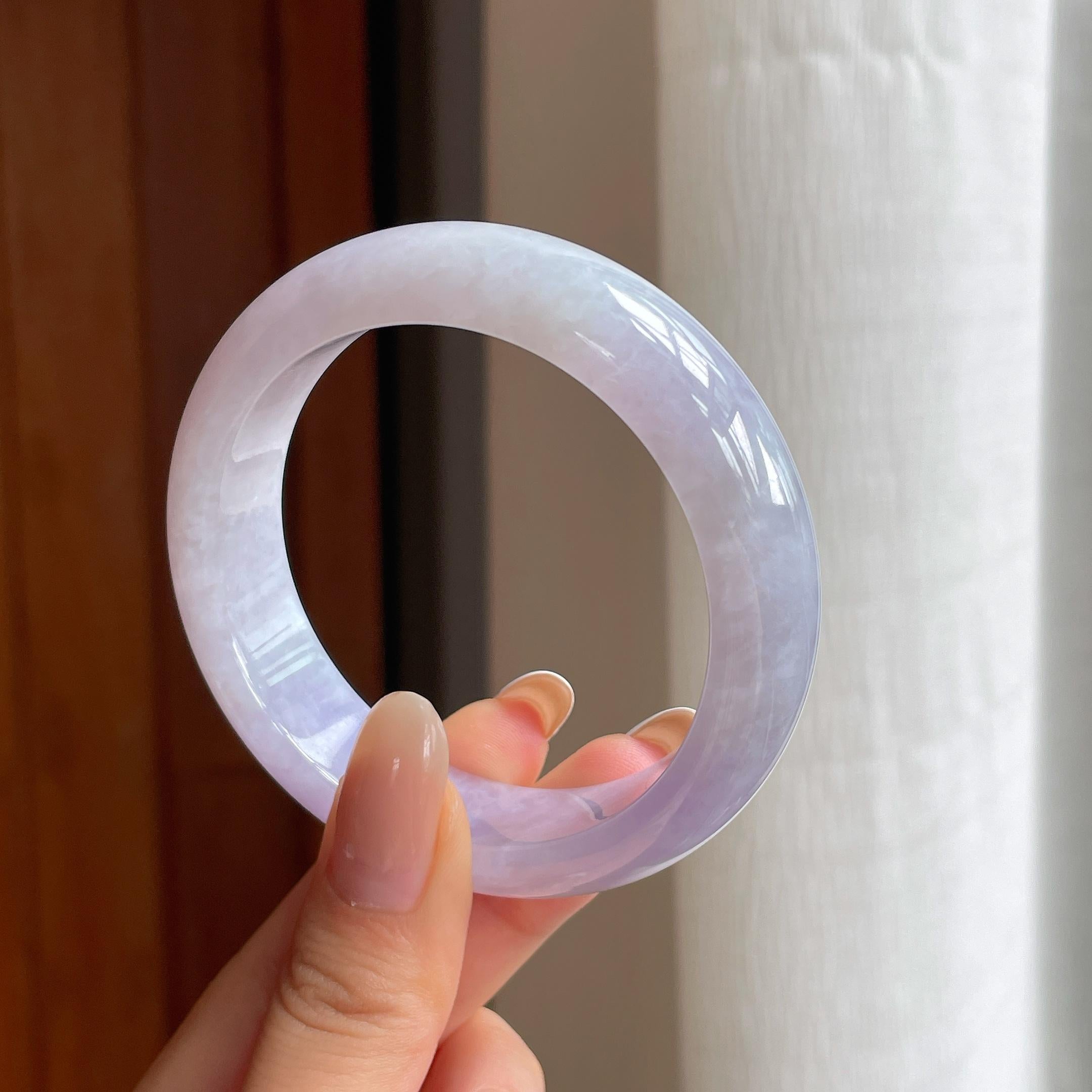 糯冰紫罗兰宽版翡翠平安镯（55mm)（yc407457）