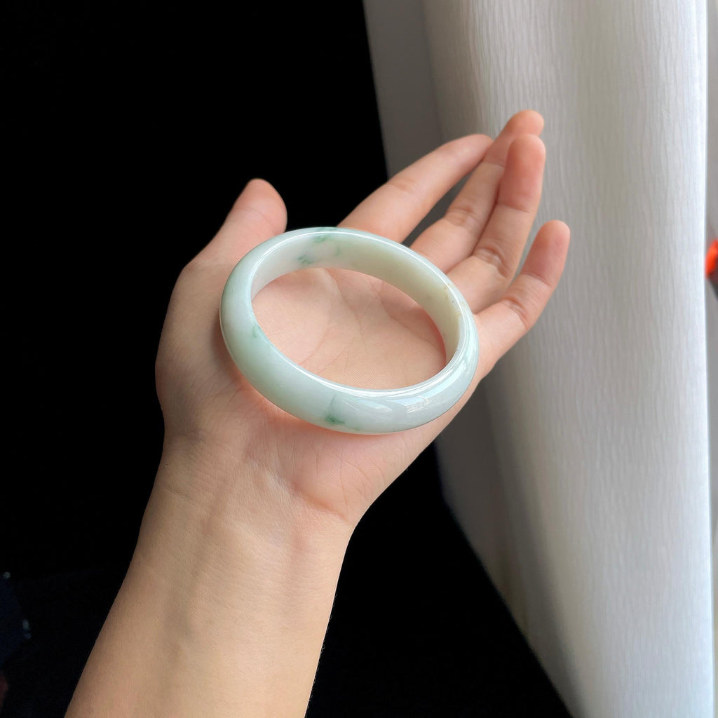 糯冰飘花翡翠平安镯（57mm)（yc334673）