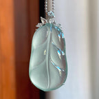 18k金镶冰种蓝晴底翡翠叶子（yc242849）