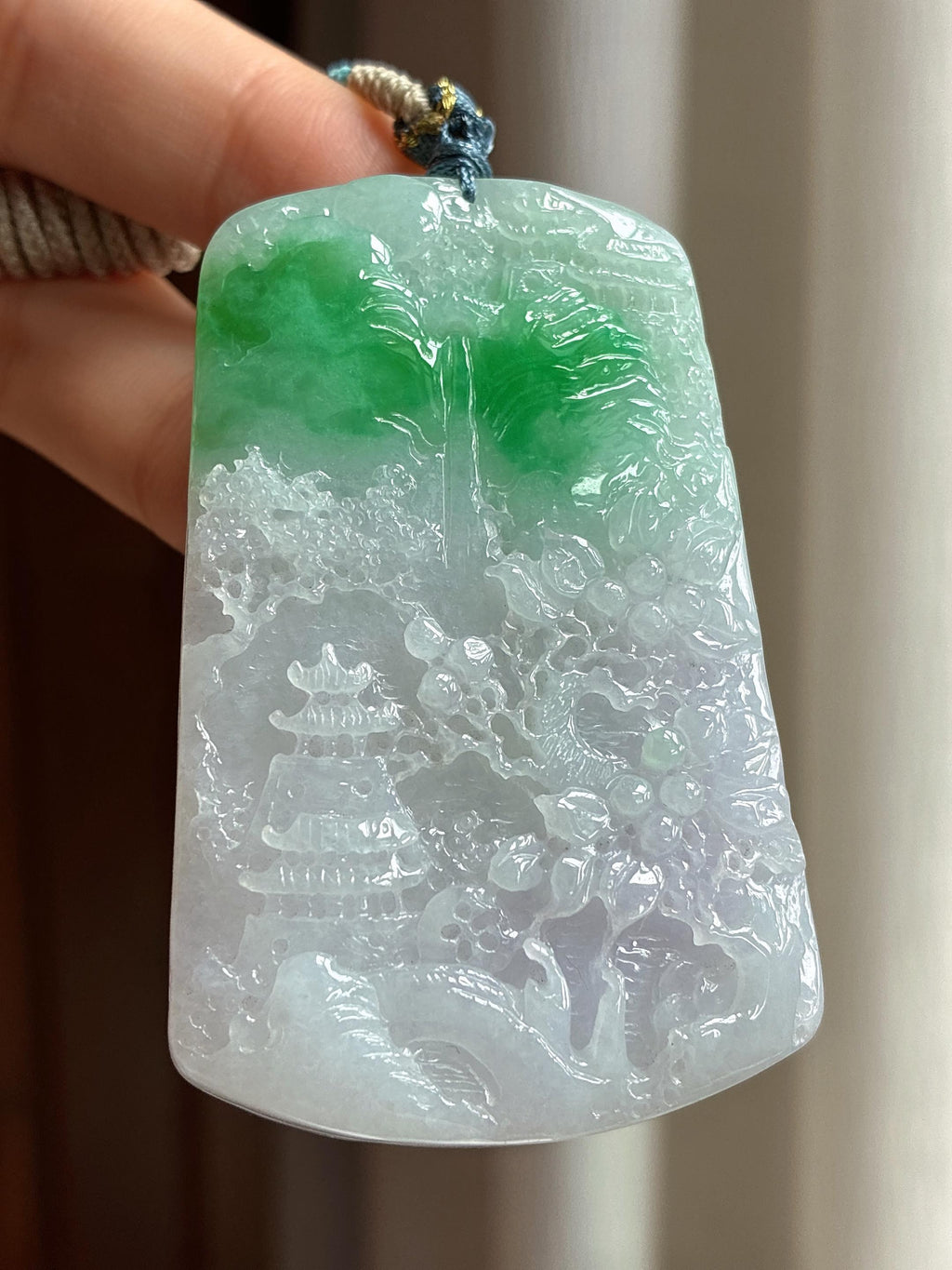 细糯种带色山水牌 天然缅甸A货翡翠（yc461577）
