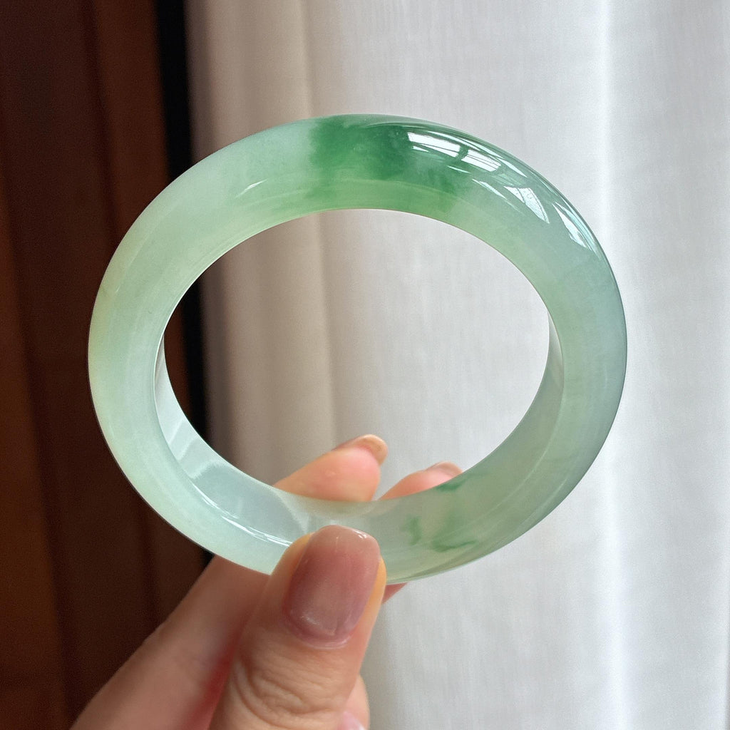 冰种晴底飘花翡翠平安镯（54.8mm)（yc424261）